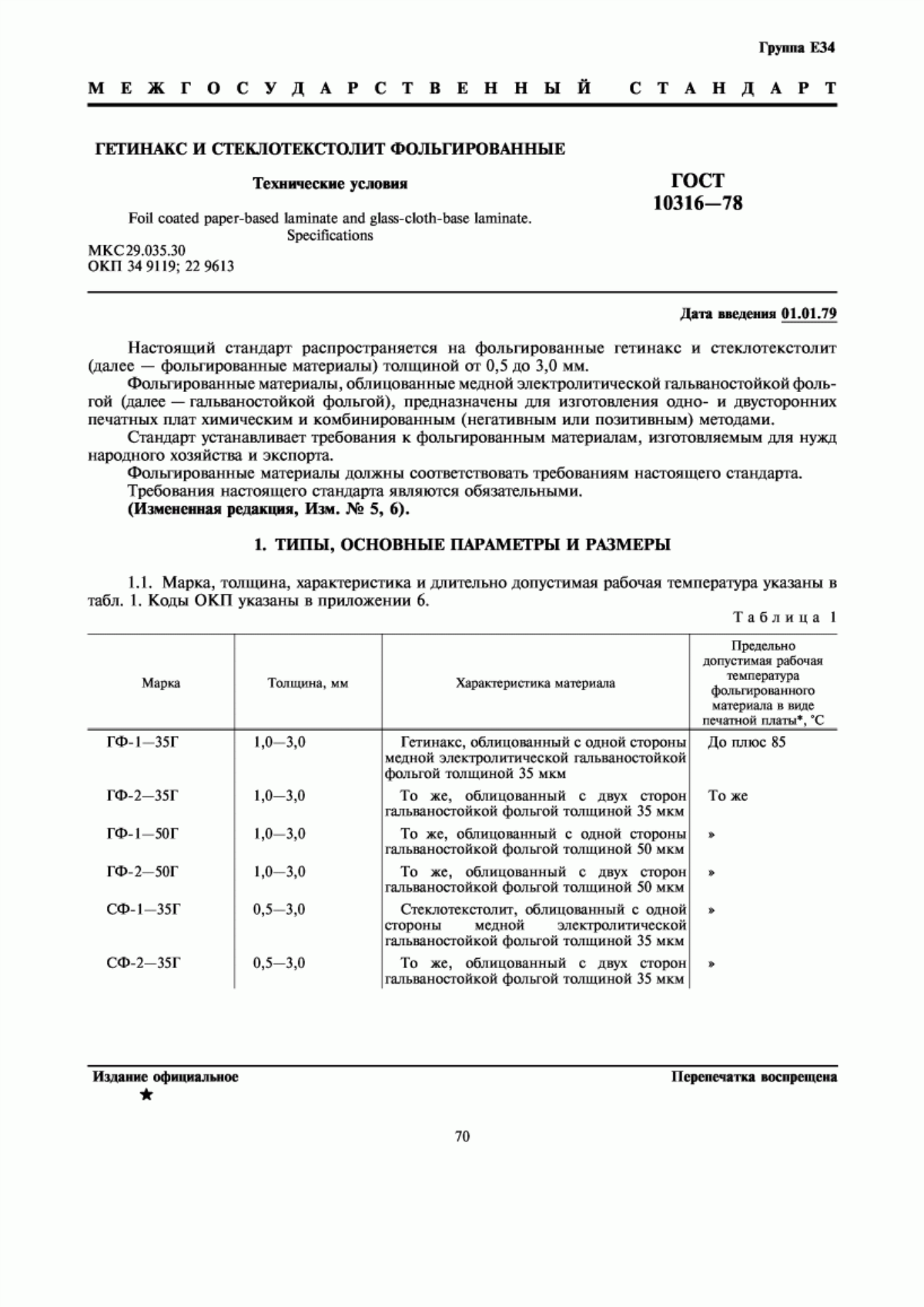 Обложка ГОСТ 10316-78 Гетинакс и стеклотекстолит фольгированные. Технические условия