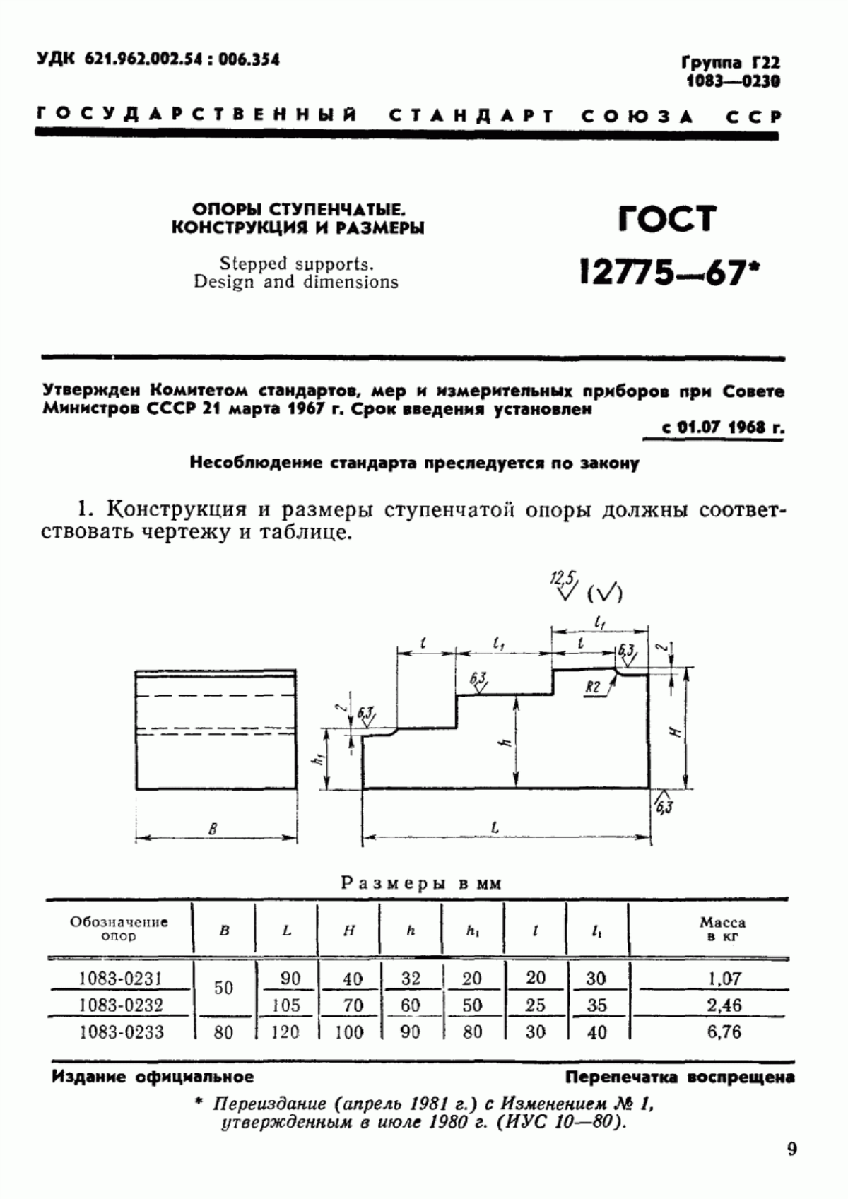 Обложка ГОСТ 12775-67 Опоры ступенчатые. Конструкция и размеры