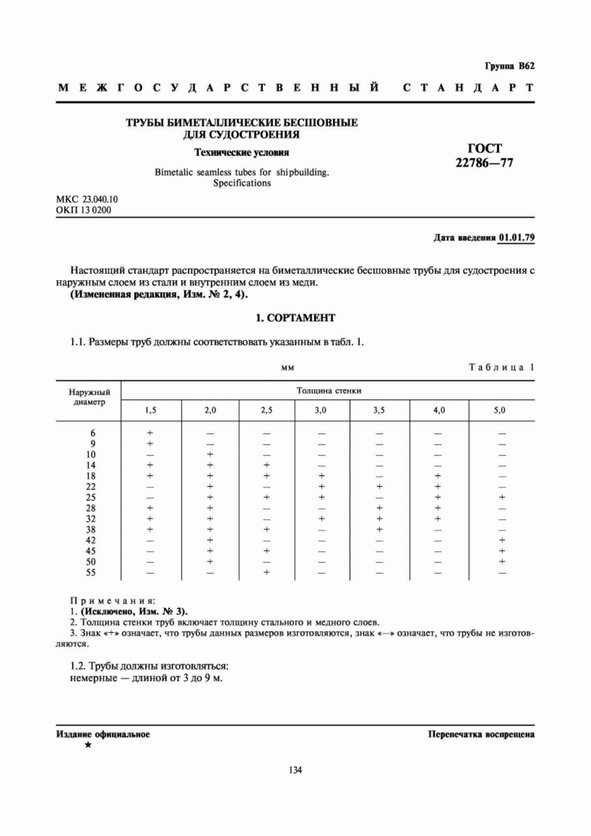 Обложка ГОСТ 22786-77 Трубы биметаллические бесшовные для судостроения. Технические условия