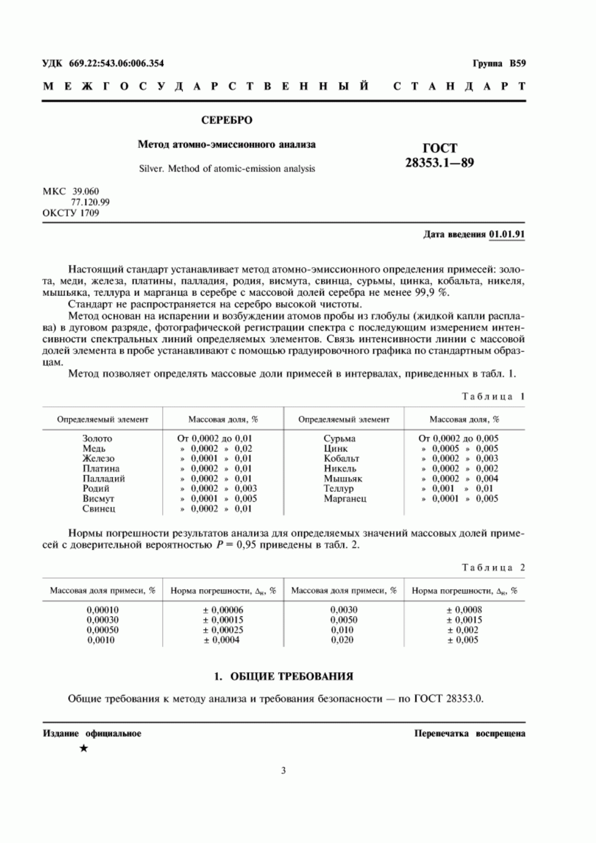 Обложка ГОСТ 28353.1-89 Серебро. Метод атомно-эмиссионного анализа