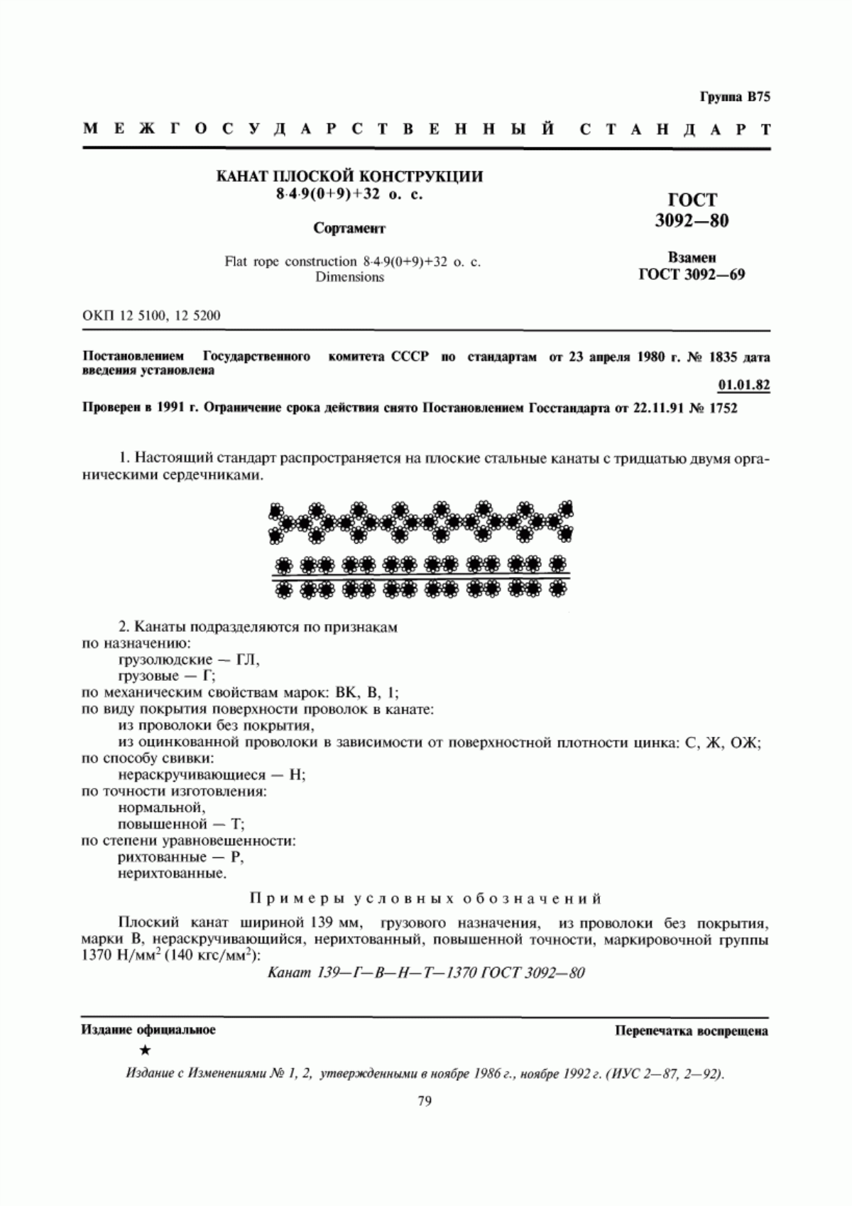 Обложка ГОСТ 3092-80 Канат плоской конструкции 8х4х9(0+9)+32 о.с. Сортамент