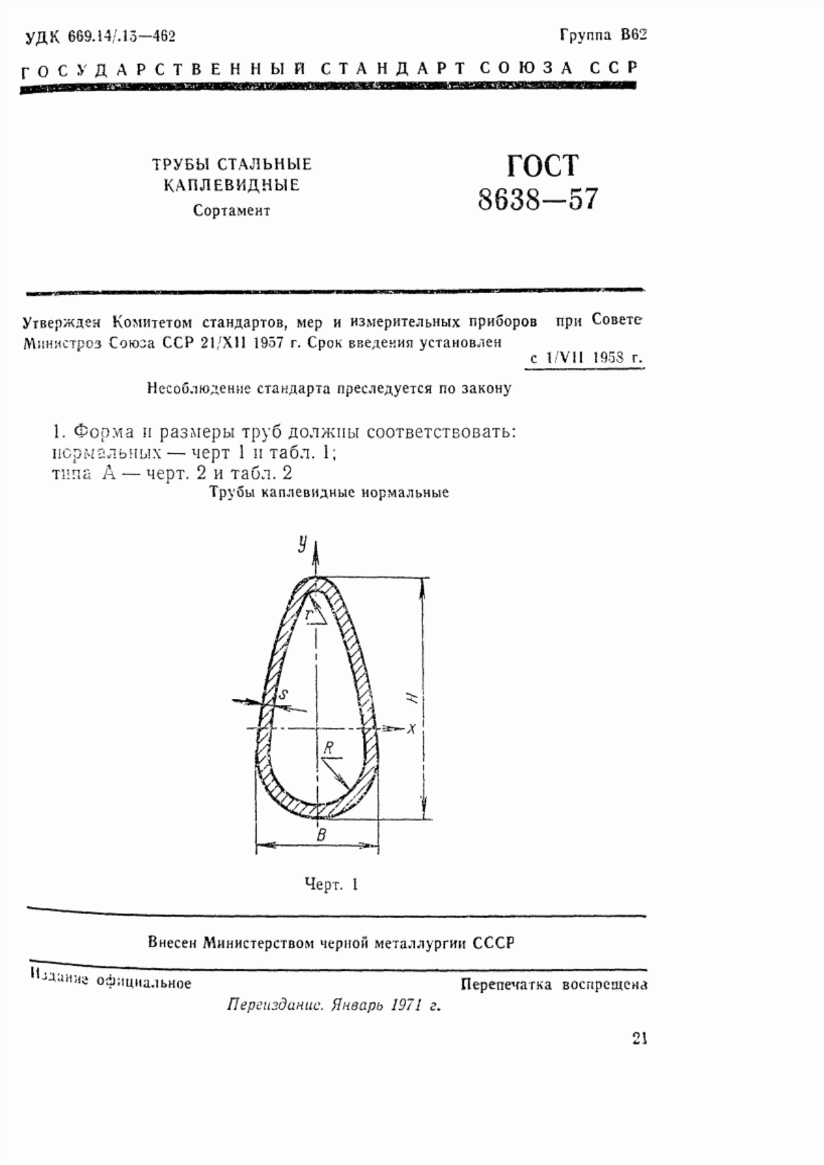 Обложка ГОСТ 8638-57 Трубы стальные каплевидные. Сортамент