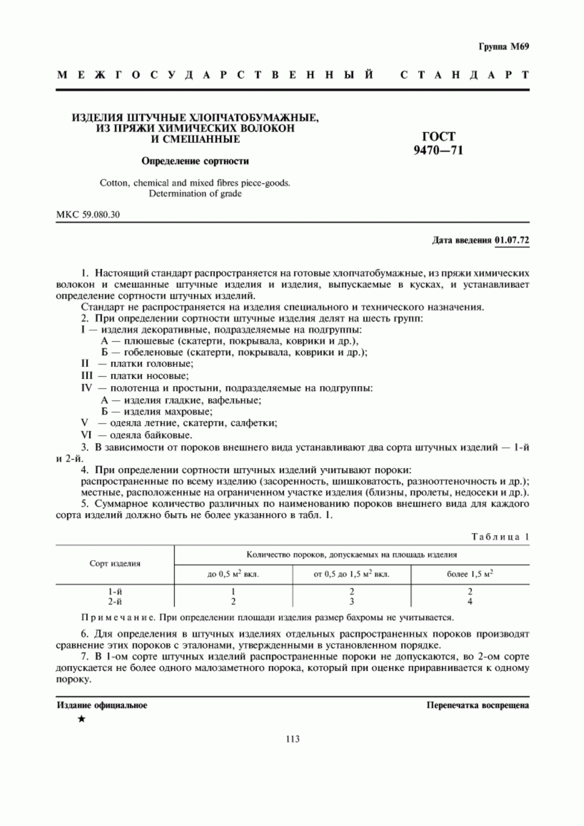 Обложка ГОСТ 9470-71 Изделия штучные хлопчатобумажные, из пряжи химических волокон и смешанные. Определение сортности