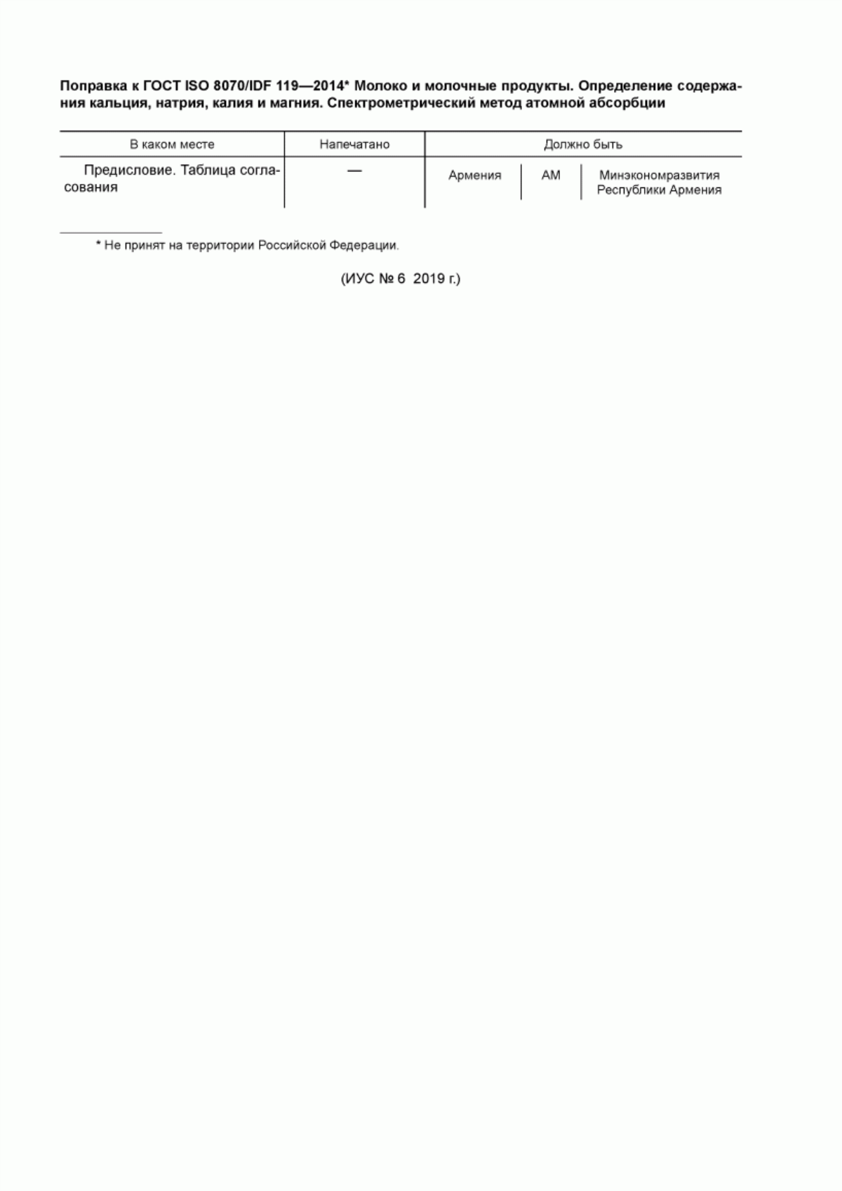 Обложка ГОСТ ISO 8070/IDF 119-2014 Молоко и молочные продукты. Определение содержания кальция, натрия, калия и магния. Спектрометрический метод атомной абсорбции